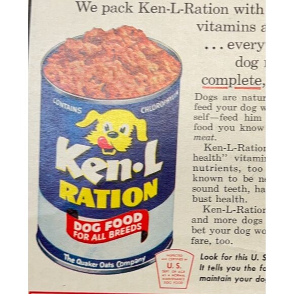 Ken-L Ration Dog Food Vintage Print Ad 1950s Quaker Oats Co MCM Pet Food - Picture 6 of 6